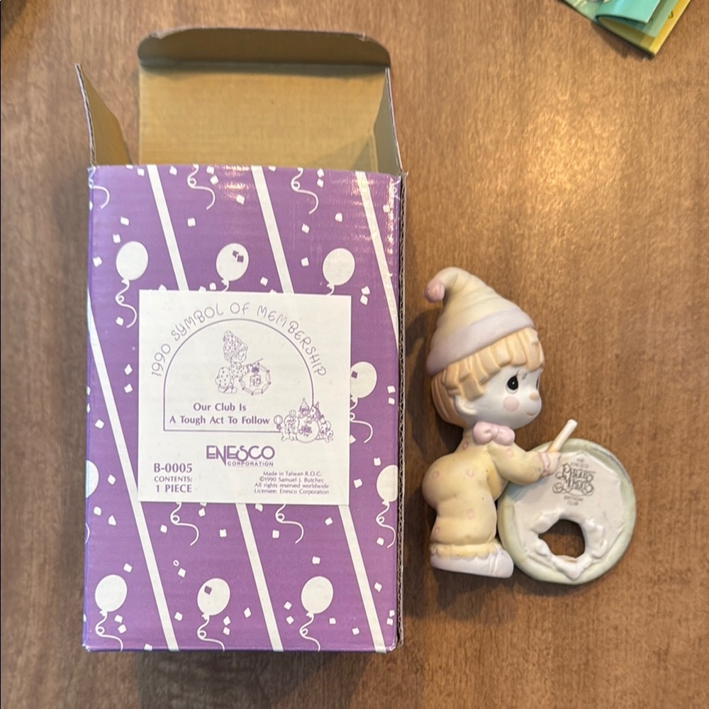 Precious Moments Figurine with Purple Box 1990 Symbol of Membership